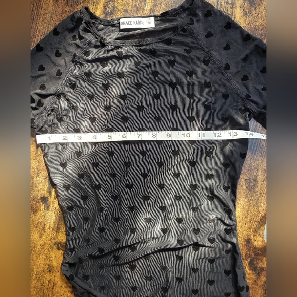 Grace Karin, Free people, sheer, velvet heart, valentine's,  crew neck - Picture 4 of 11